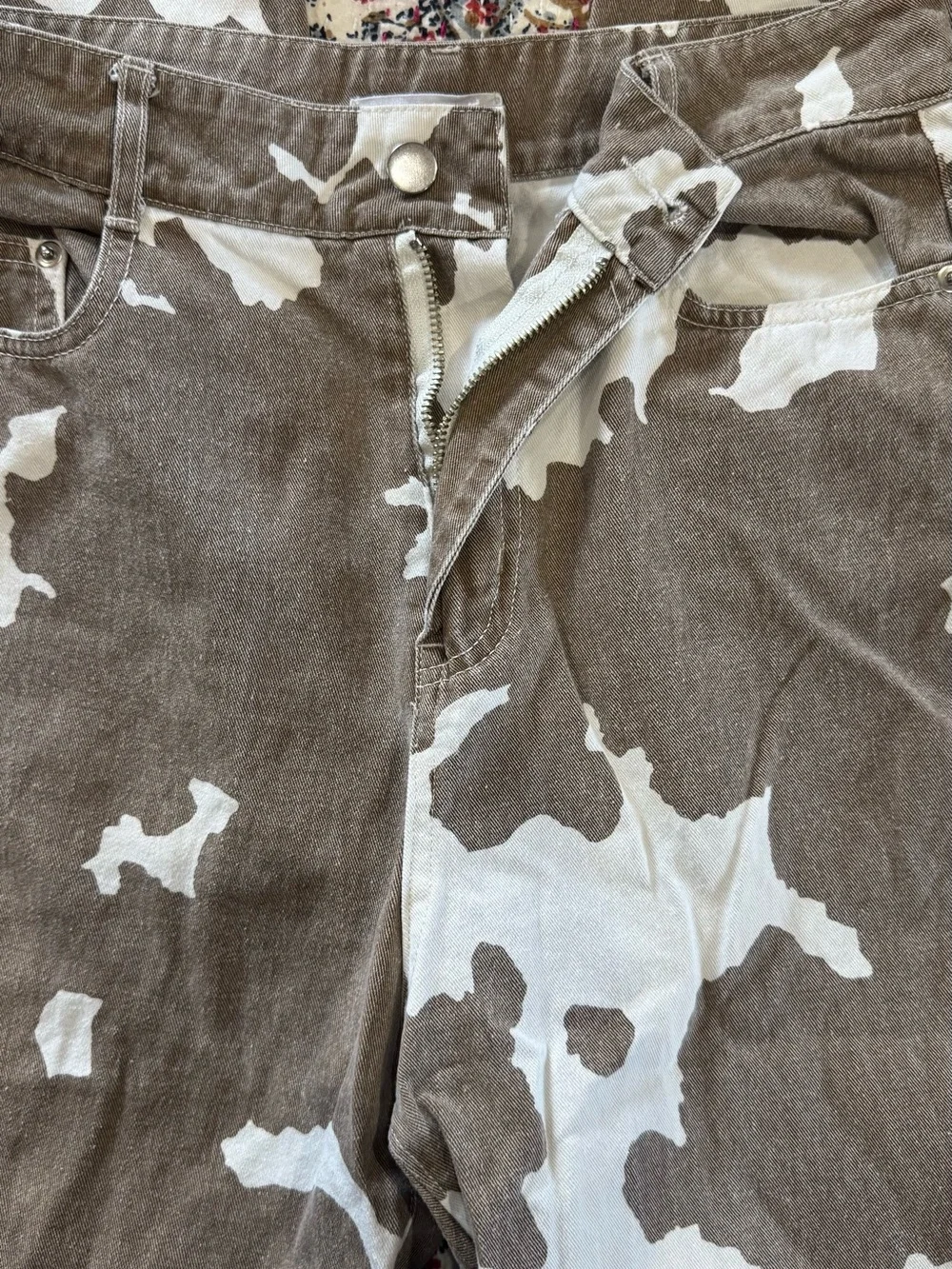 12th Tribe Midland Cow Print Jeans - Picture 2 of 4